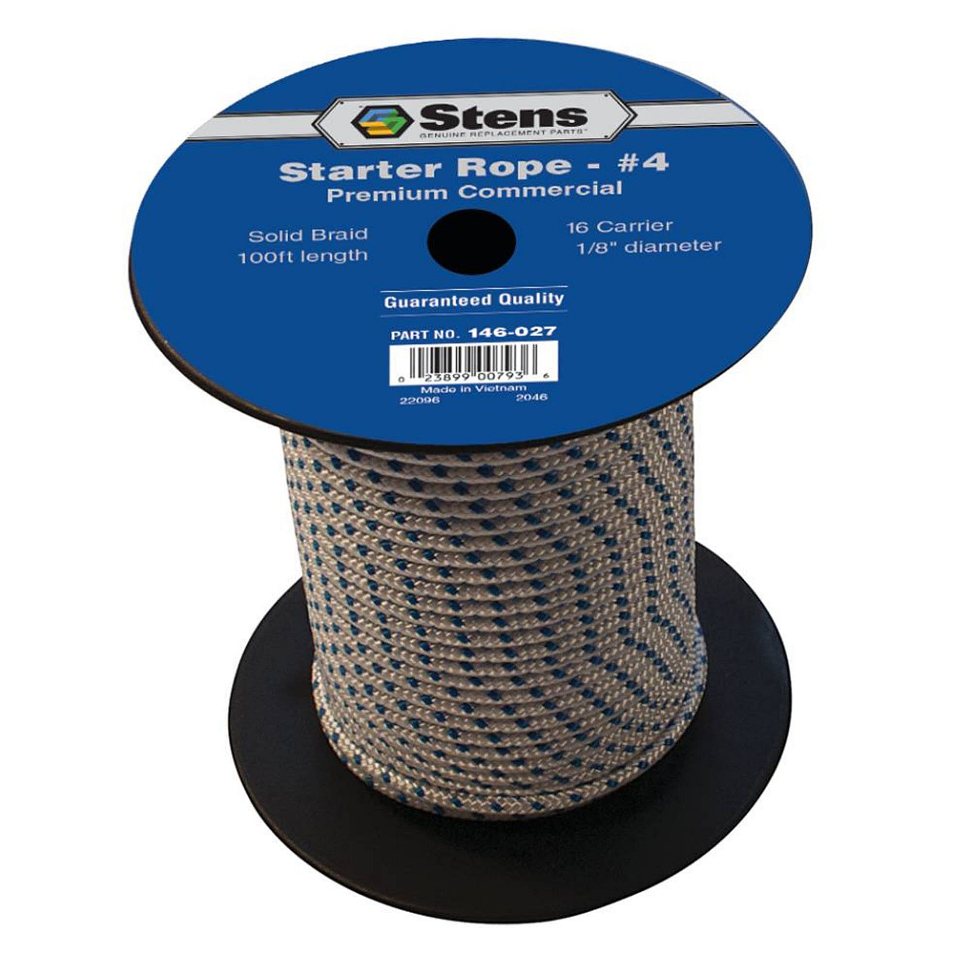 Part #146-027, Stens 100-Ft Solid Braid Starter Rope, #4 Solid Braid, Qty-1