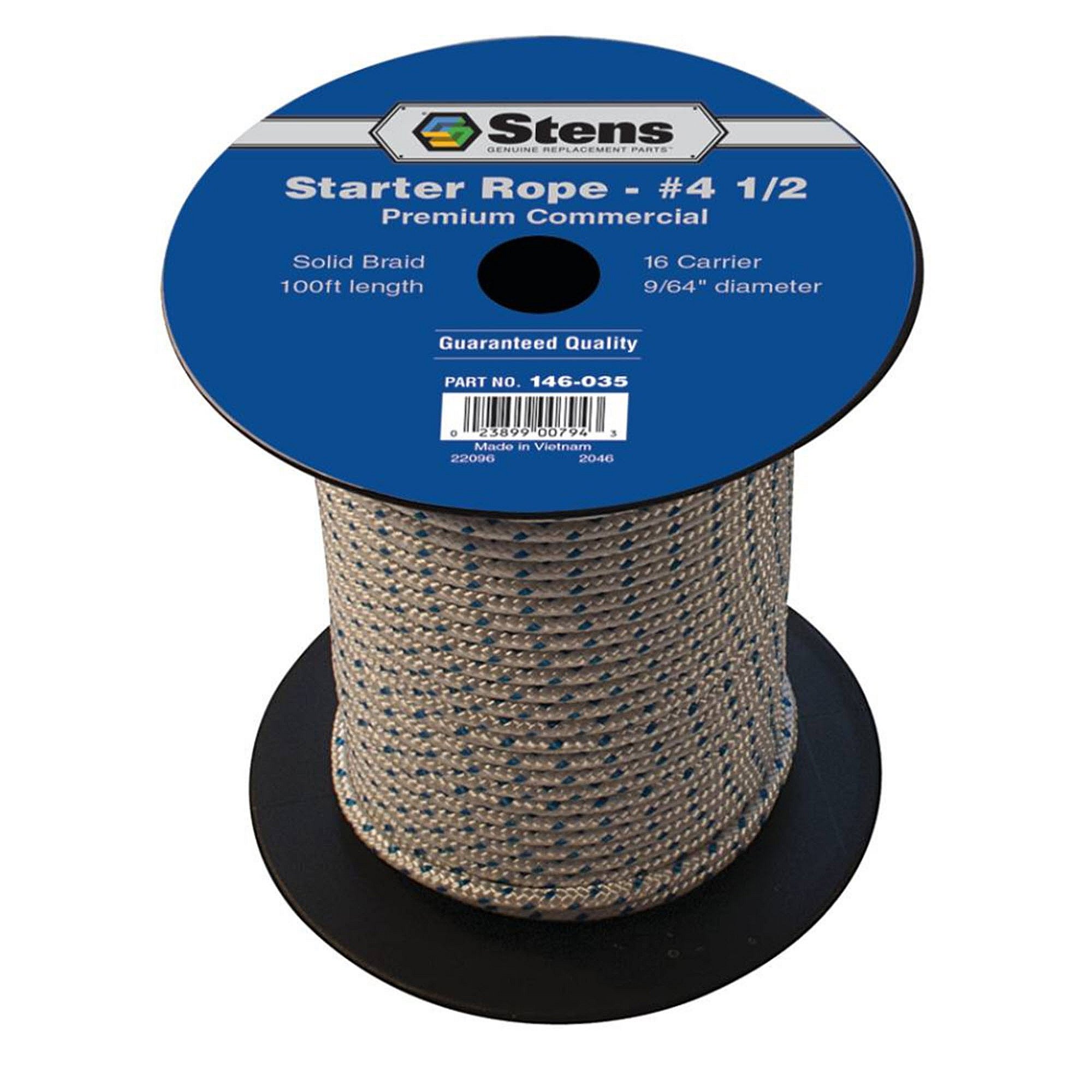Part #146-035, Stens 100-Ft Solid Braid Starter Rope, #4 1/2 Solid Braid, Qty-1
