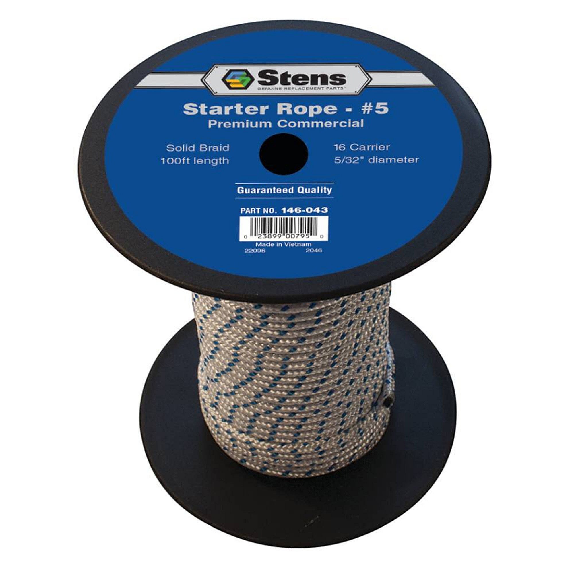Part #146-043, Stens 100-Ft Solid Braid Starter Rope, #5 Solid Braid, Qty-1