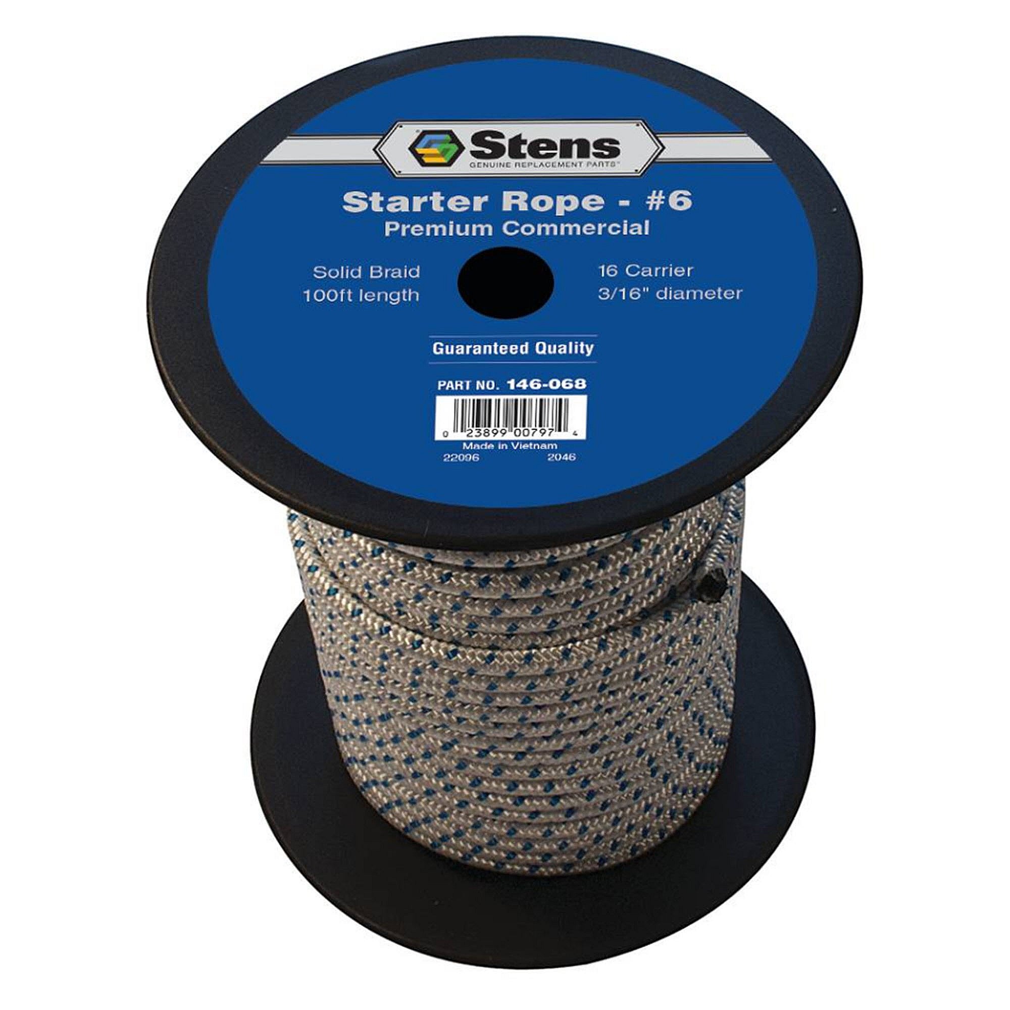 Part #146-068, Stens 100-Ft Solid Braid Starter Rope, #6 Solid Braid, Qty-1