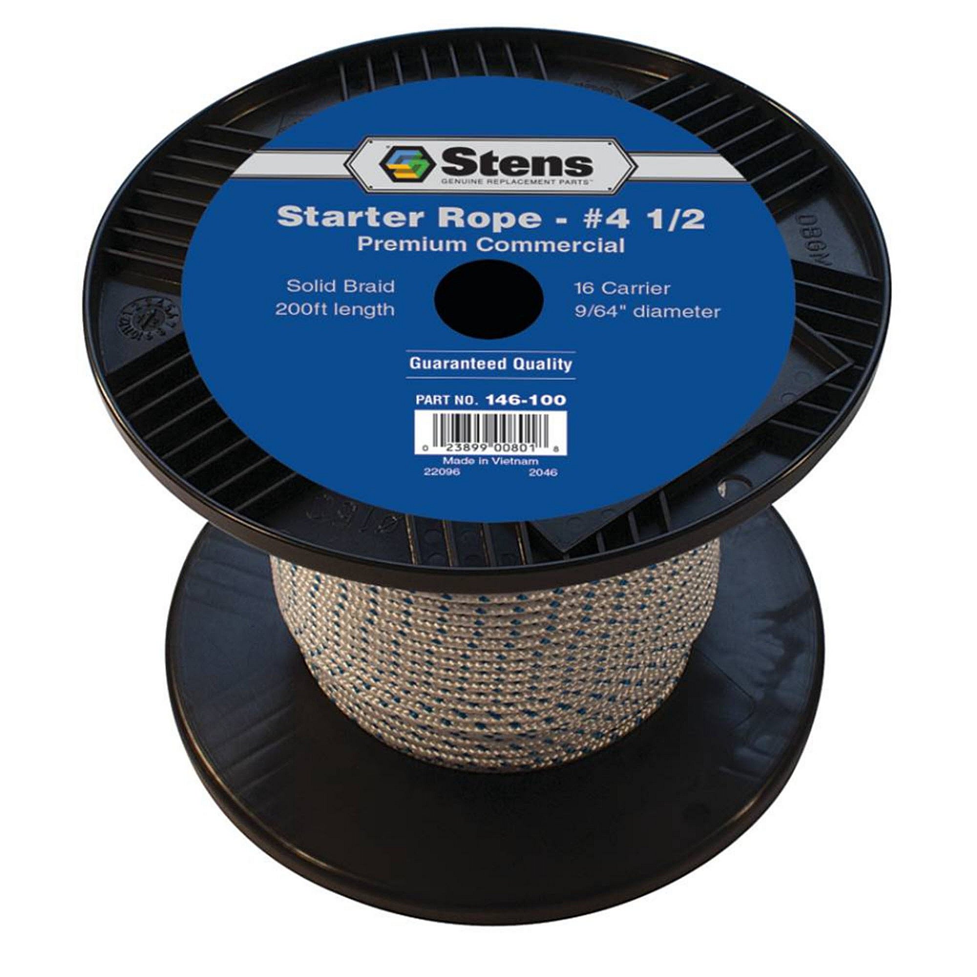 Part #146-100, Stens 200-Ft Solid Braid Starter Rope, #4 1/2 Solid Braid, Qty-1