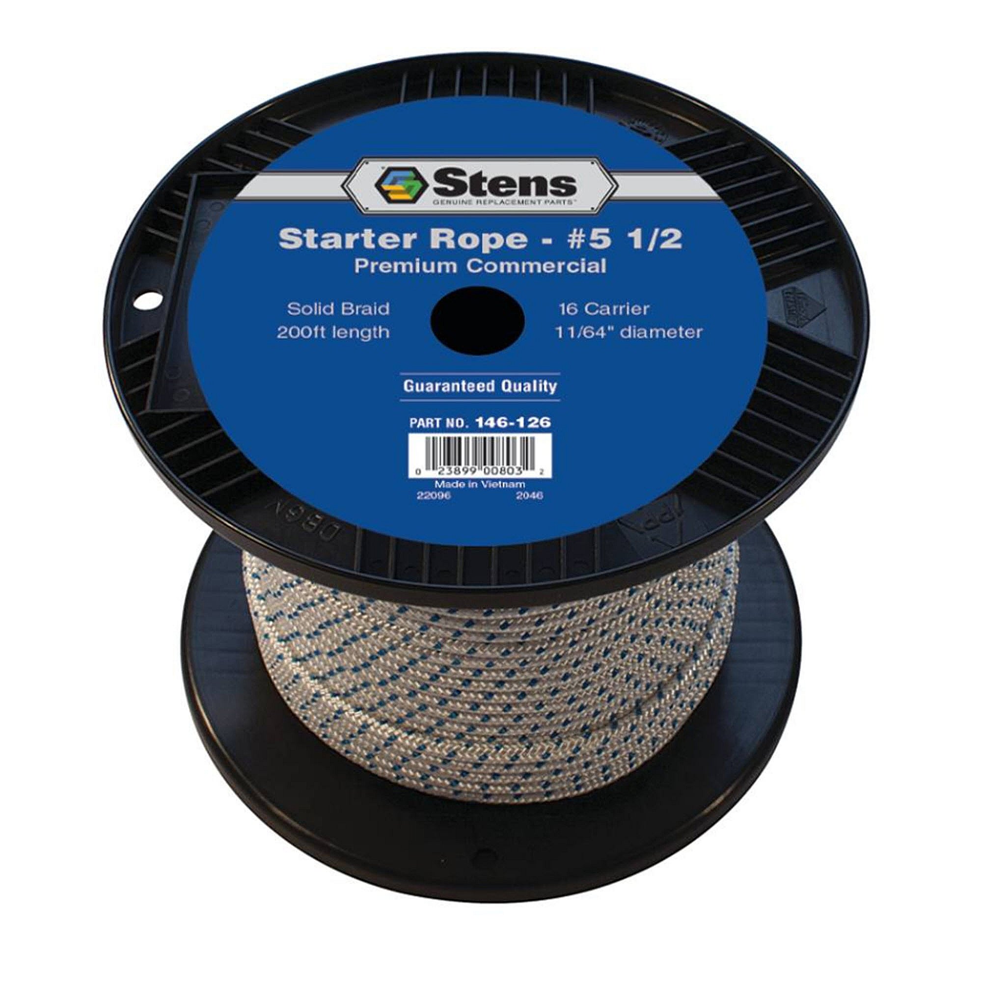 Part #146-126, Stens 200-Ft Solid Braid Starter Rope, #5 1/2 Solid Braid, Qty-1