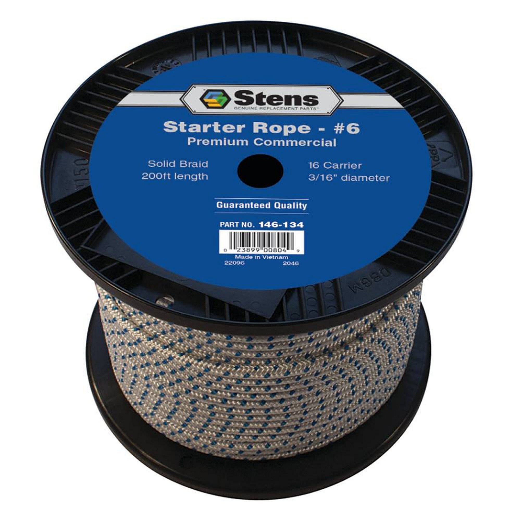 Part #146-134, Stens 200-Ft Solid Braid Starter Rope, #6 Solid Braid, Qty-1