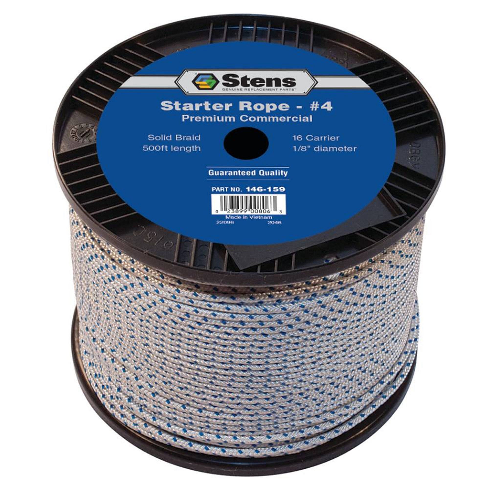 Part #146-159, Stens 500-Ft Solid Braid Starter Rope, #4 Solid Braid, Qty-1