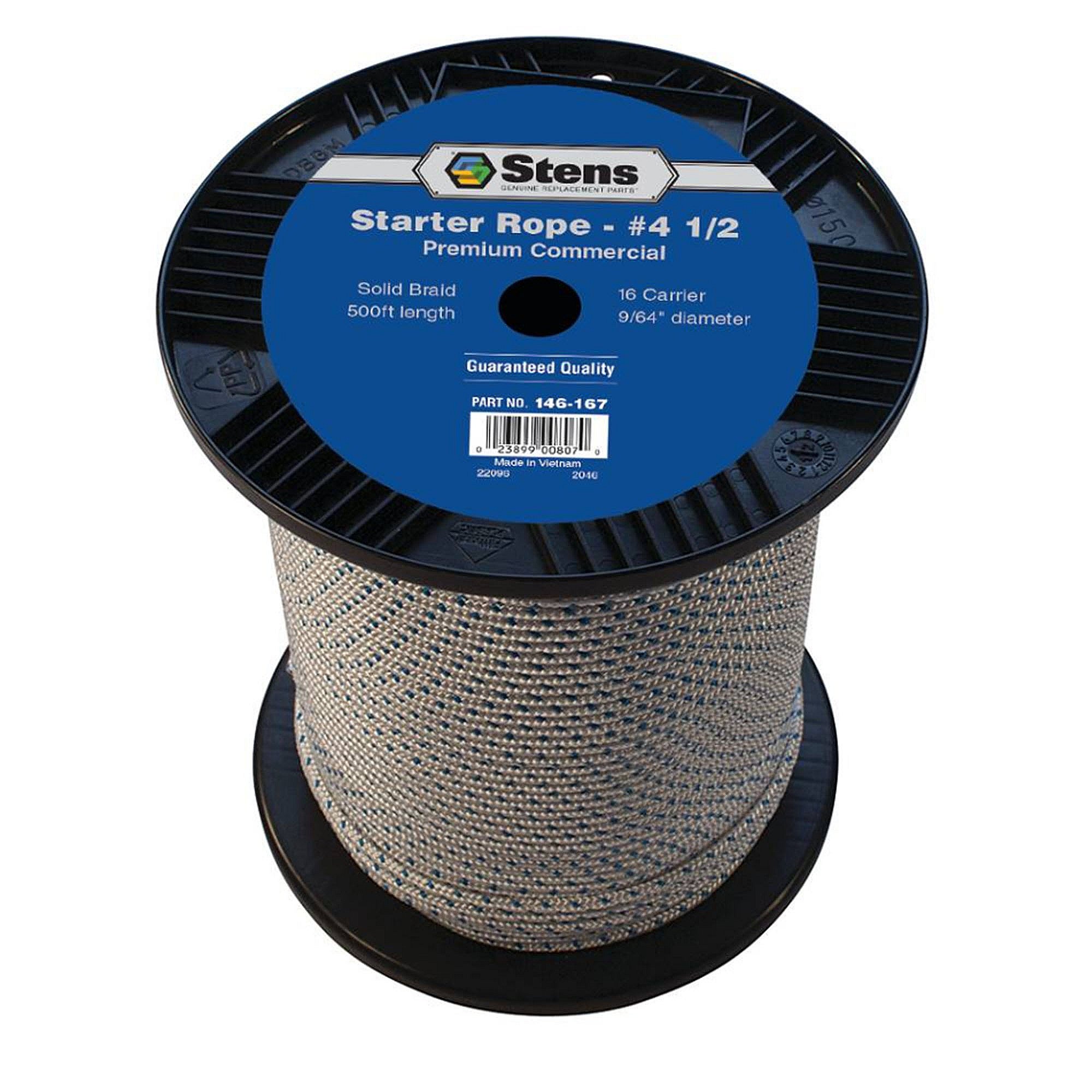 Part #146-167, Stens 500-Ft Solid Braid Starter Rope, #4 1/2 Solid Braid, Qty-1