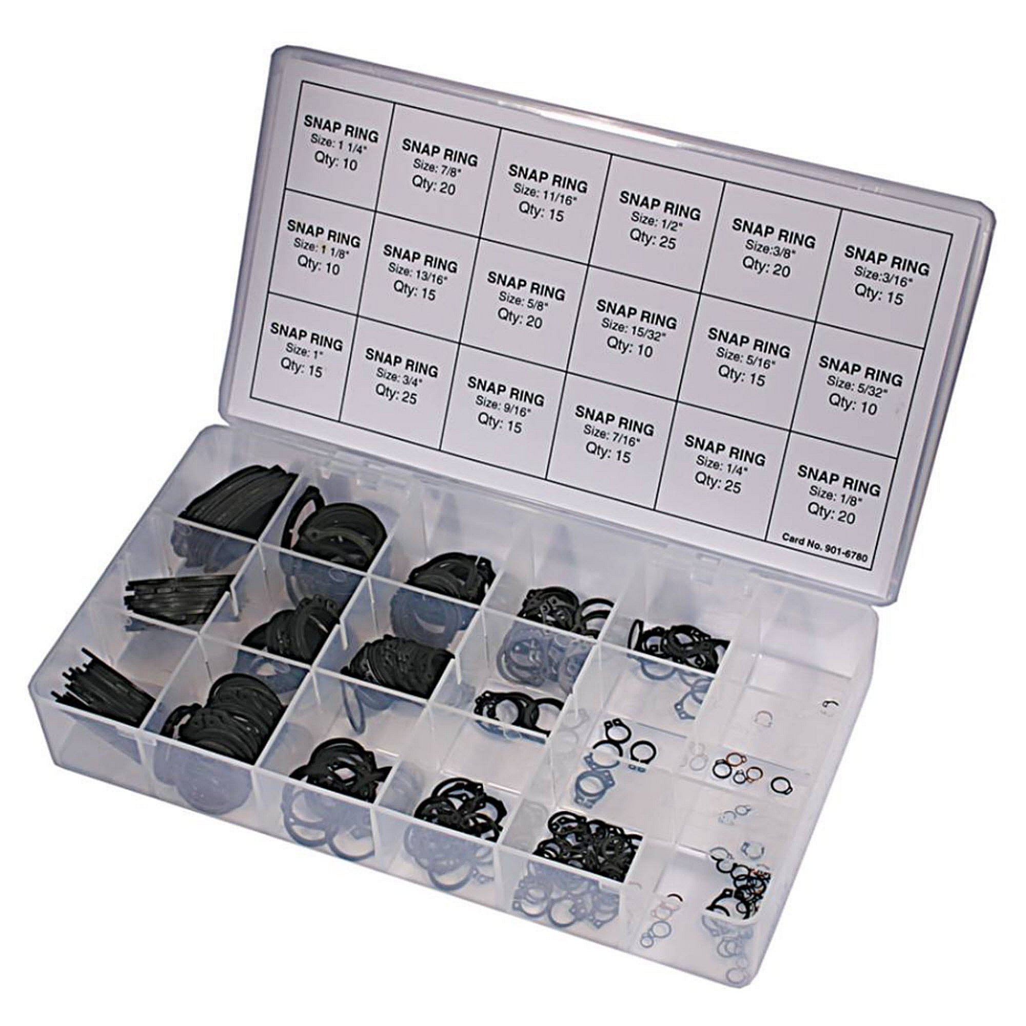 Part #415-349, Stens Snap Ring Kit, 300 Piece Kit, Qty-1 (Replaces 003, 020, 146, 460, 471, 7)