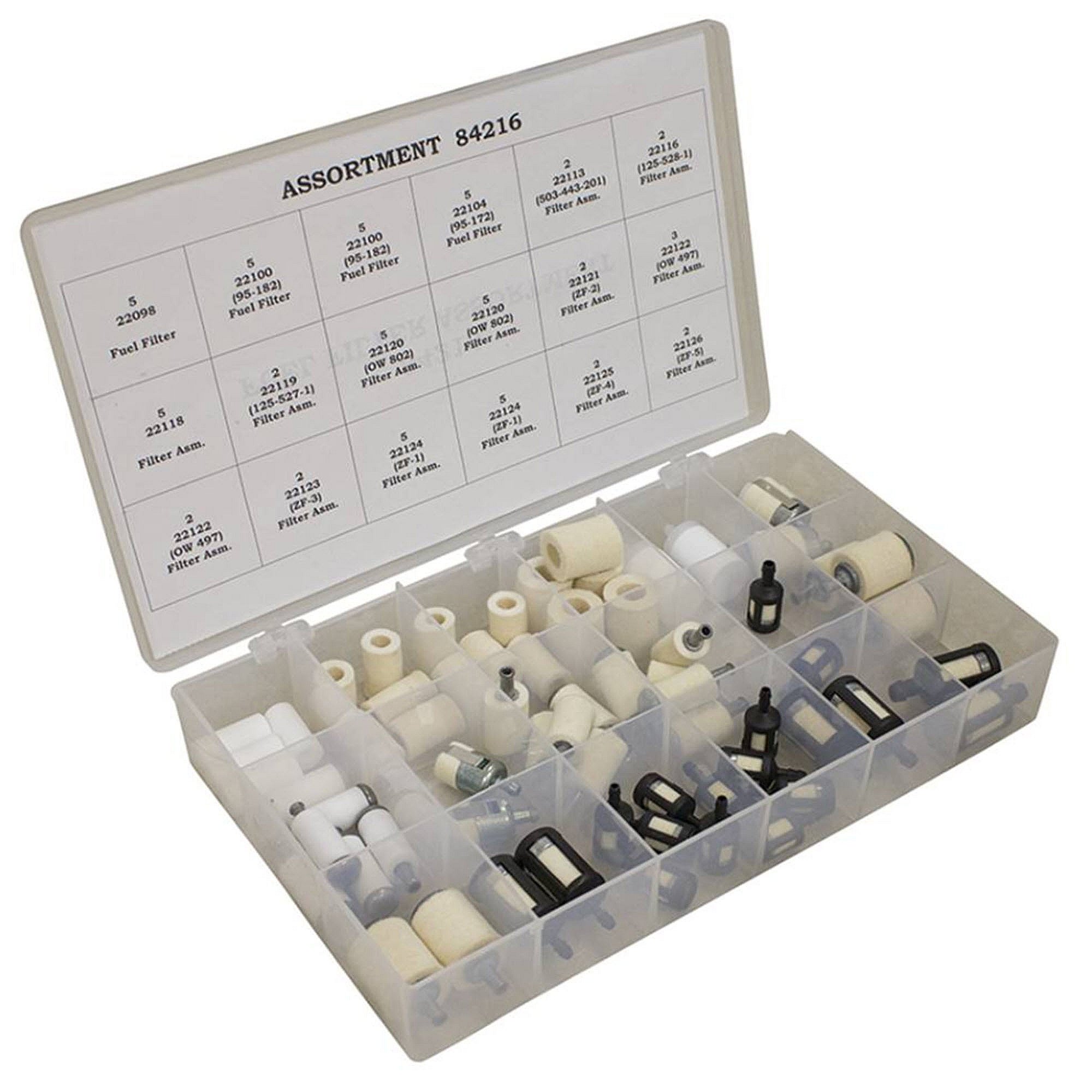 Part #610-512, Stens Fuel Filter Assortment, 64 Piece Kit, Qty-1 (Same As 22118, 22119, 22120, 22121, 22122, 22123