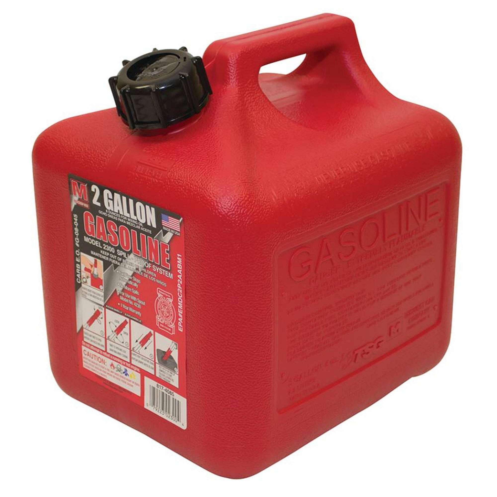 Stens 2 Gallon Plastic Gasoline Fuel Can, Qty-1 765-516