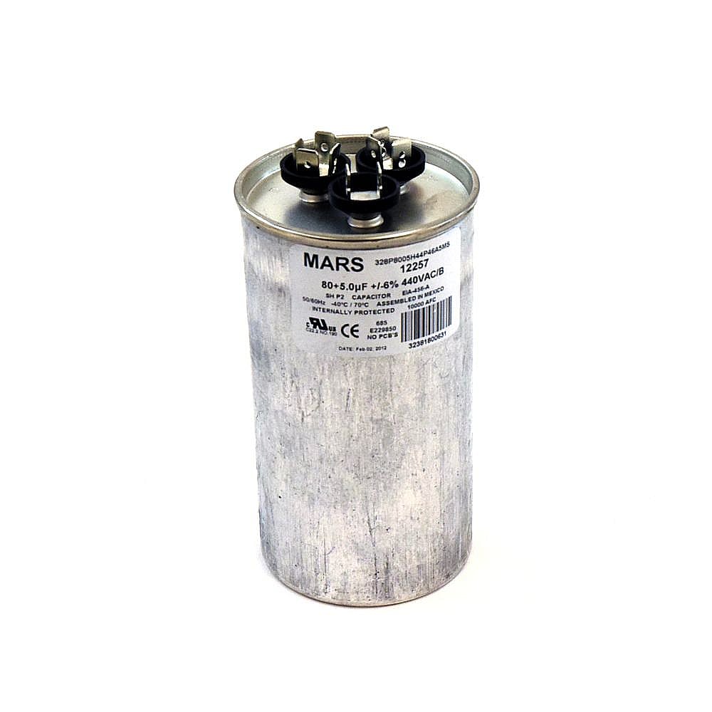 Part #12257, Dual-Motor Run Capacitor, 80-5-Mfd (Replaces Std379805) / 6.00 x 2.50 x 2.50